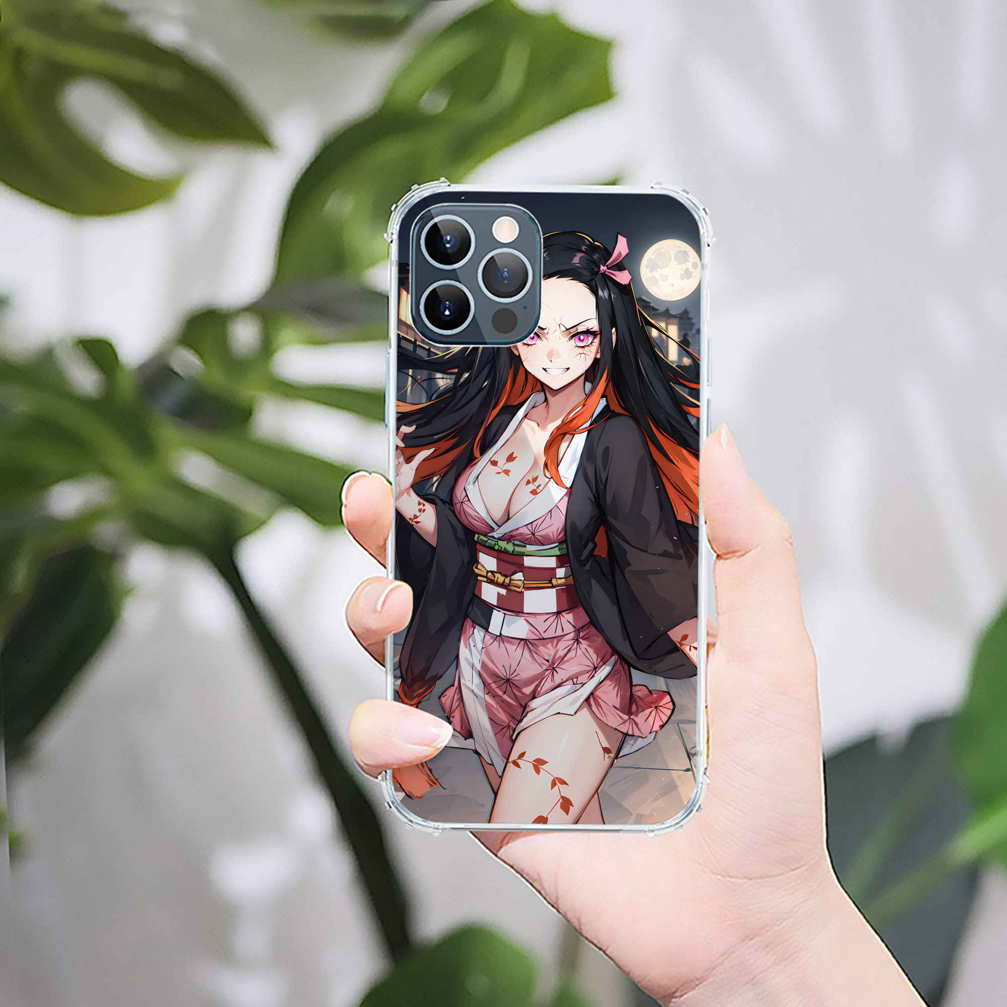 （画像用） 鬼滅の刃（きめつのやいば）竈門 禰󠄀豆子／かまど ねずこ Kamado Nezuko 【iPhone 12シリーズ対応】透明スマホケース（クリアソフトケース）